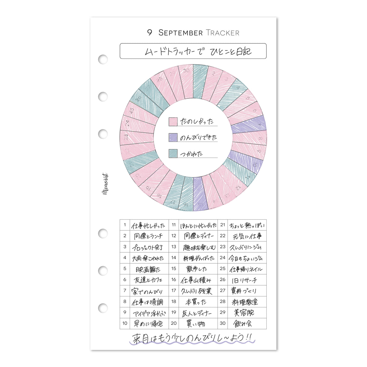 今日の気分＆ひと言日記