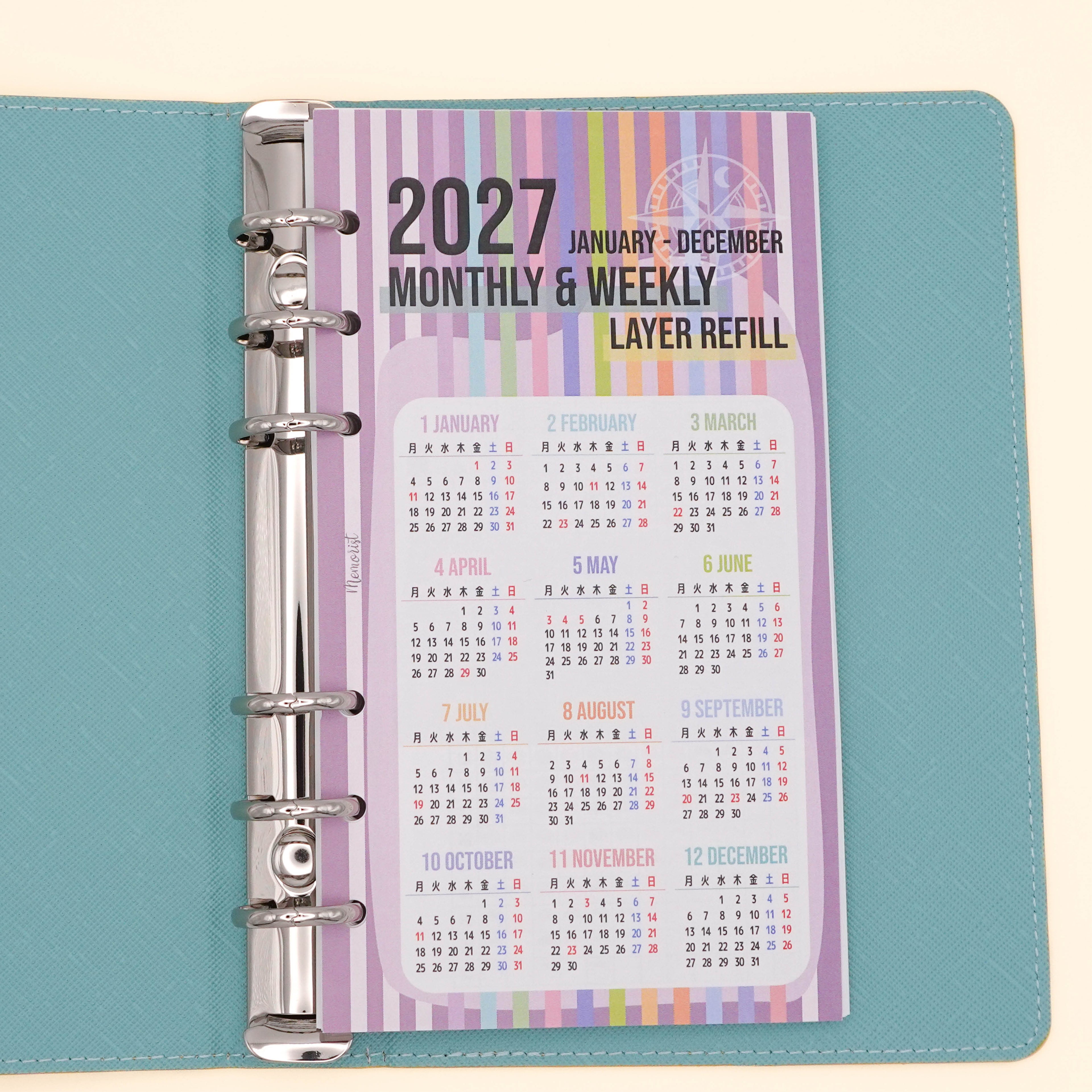 2027 Layer Schedule: Horizontal (Personal Size)