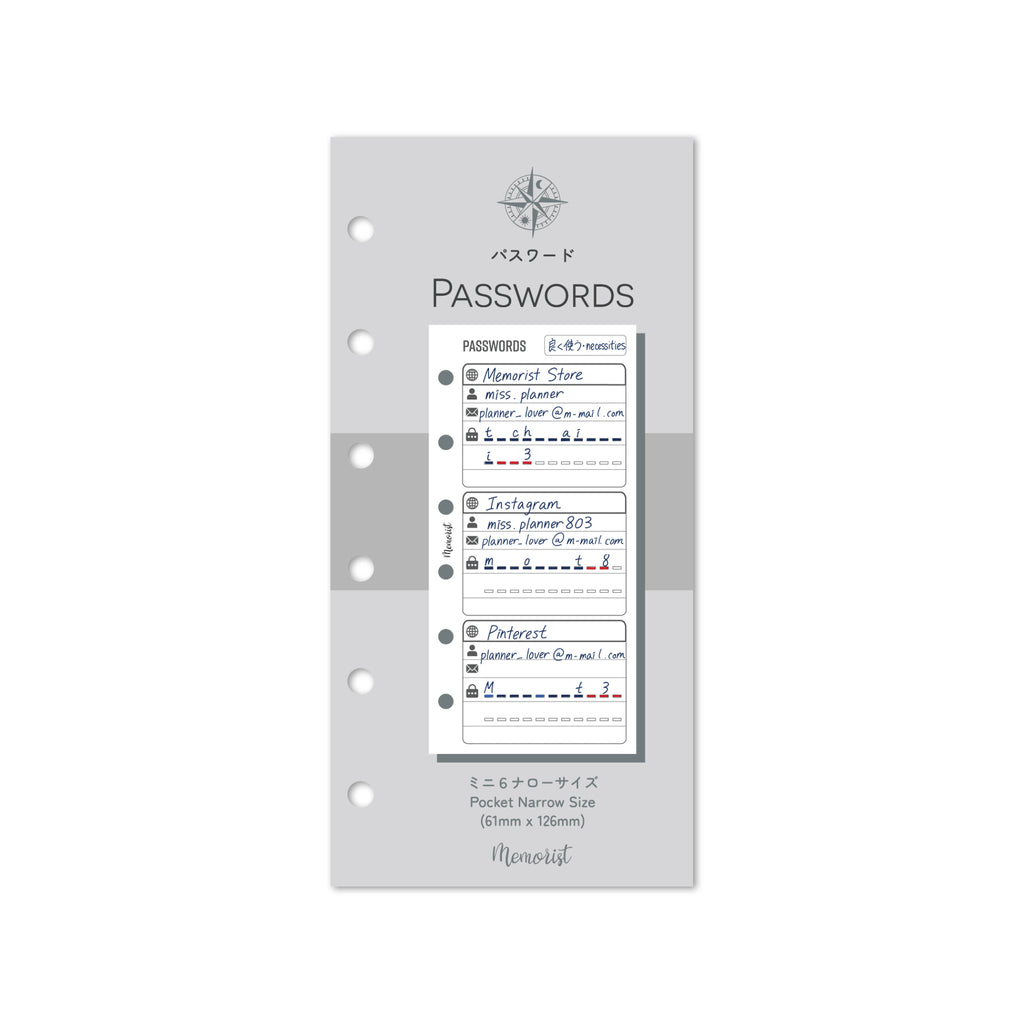 Passwords (Pocket Narrow Size)