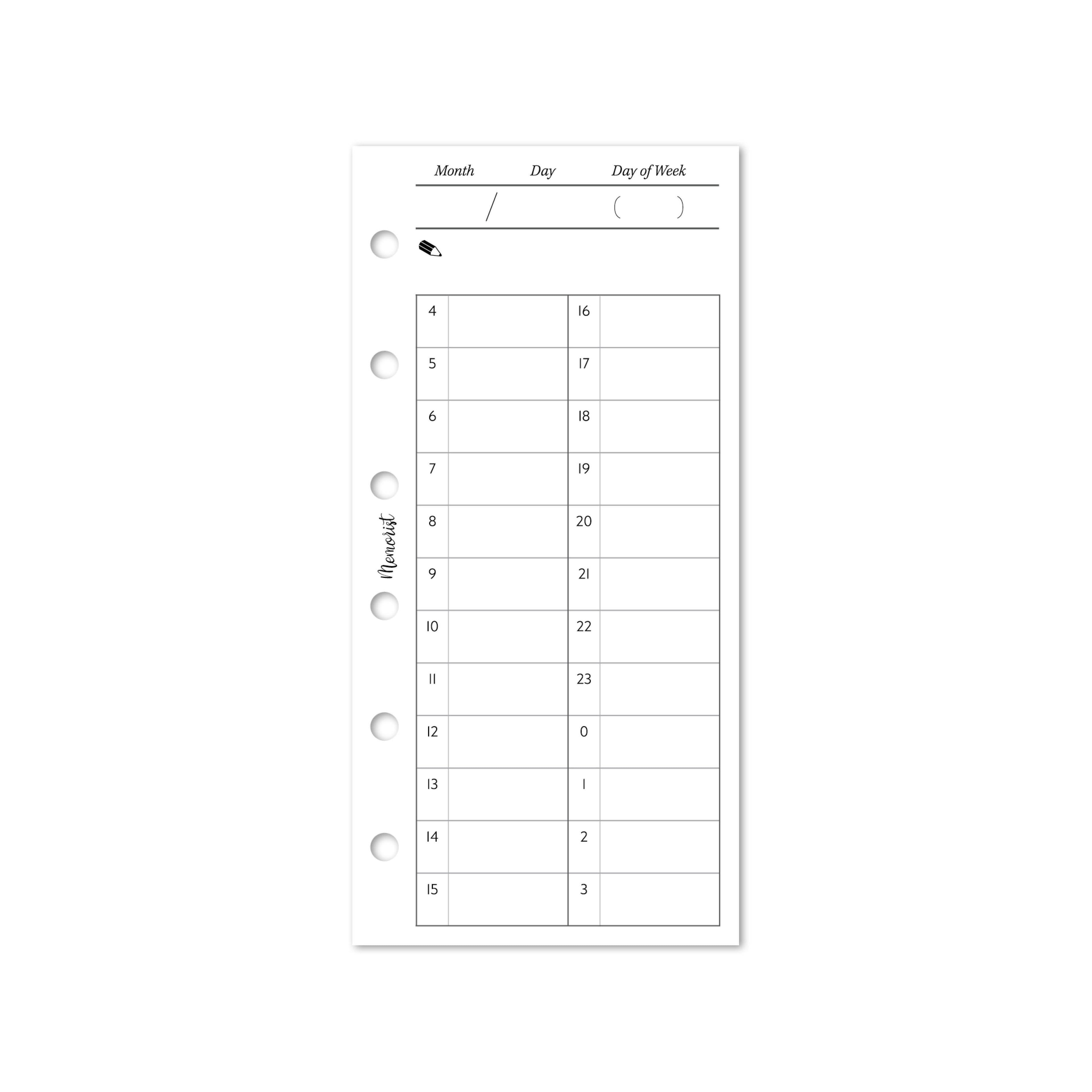 Daily Schedule (Pocket Narrow Size)