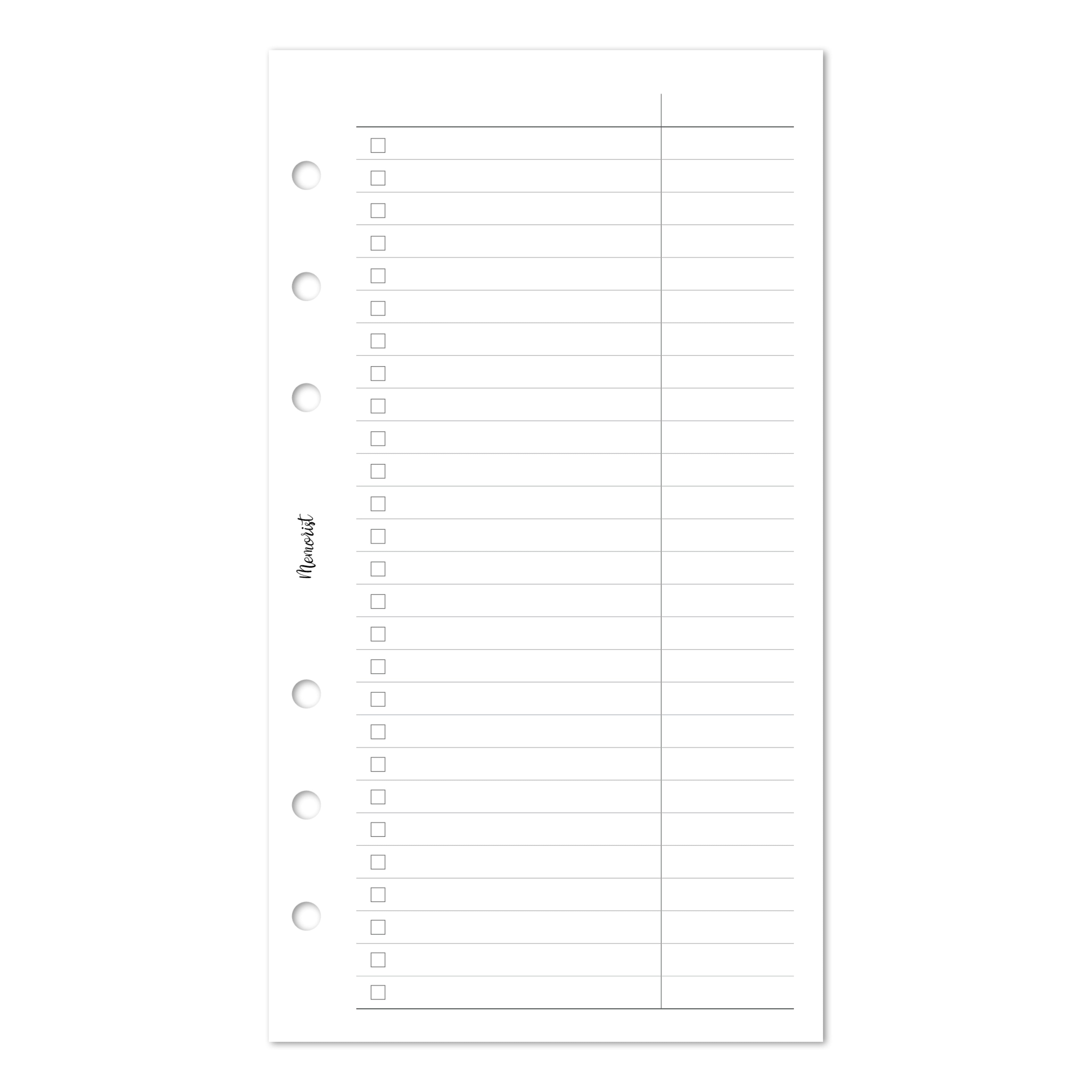 Check List (Personal Size)