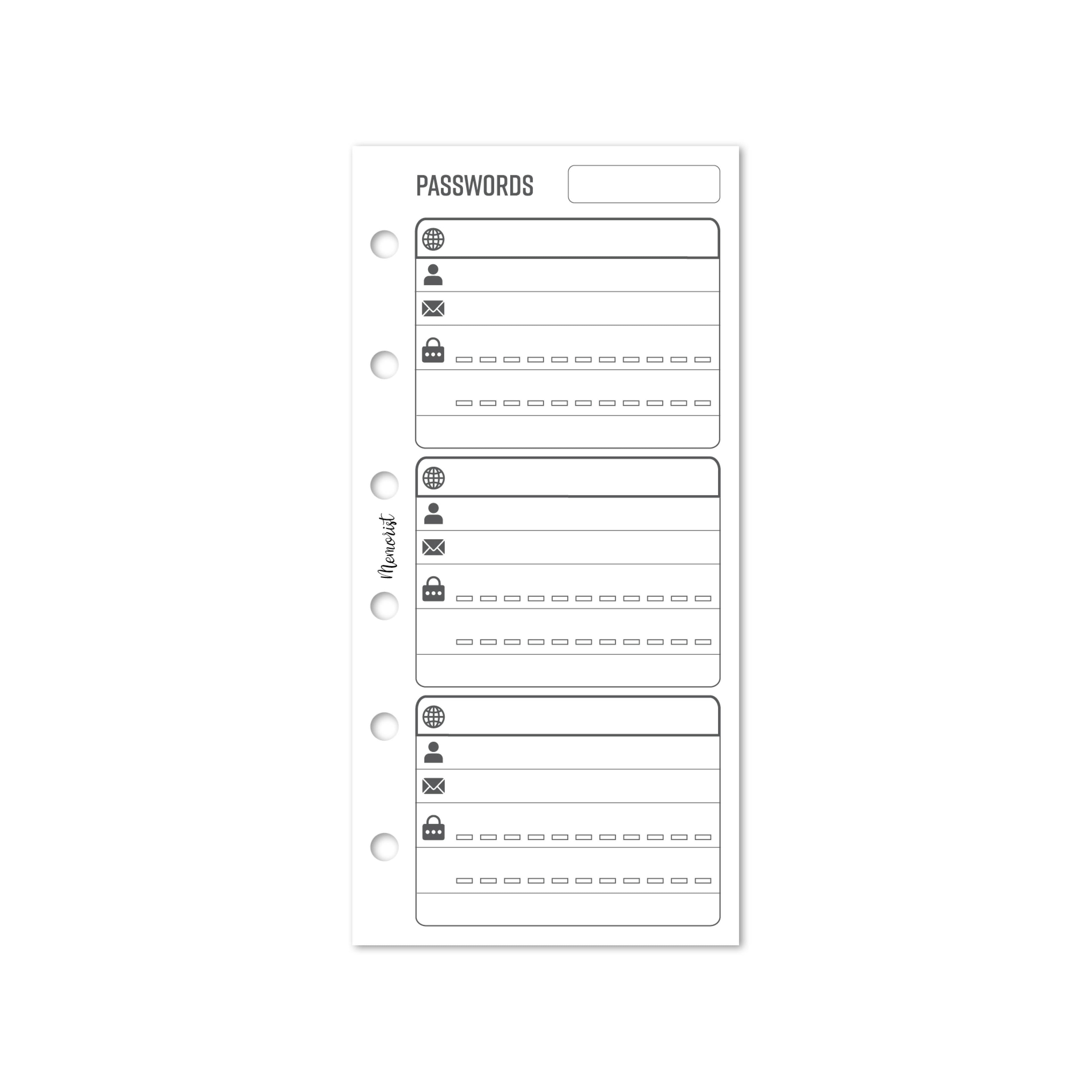 Passwords (Pocket Narrow Size)