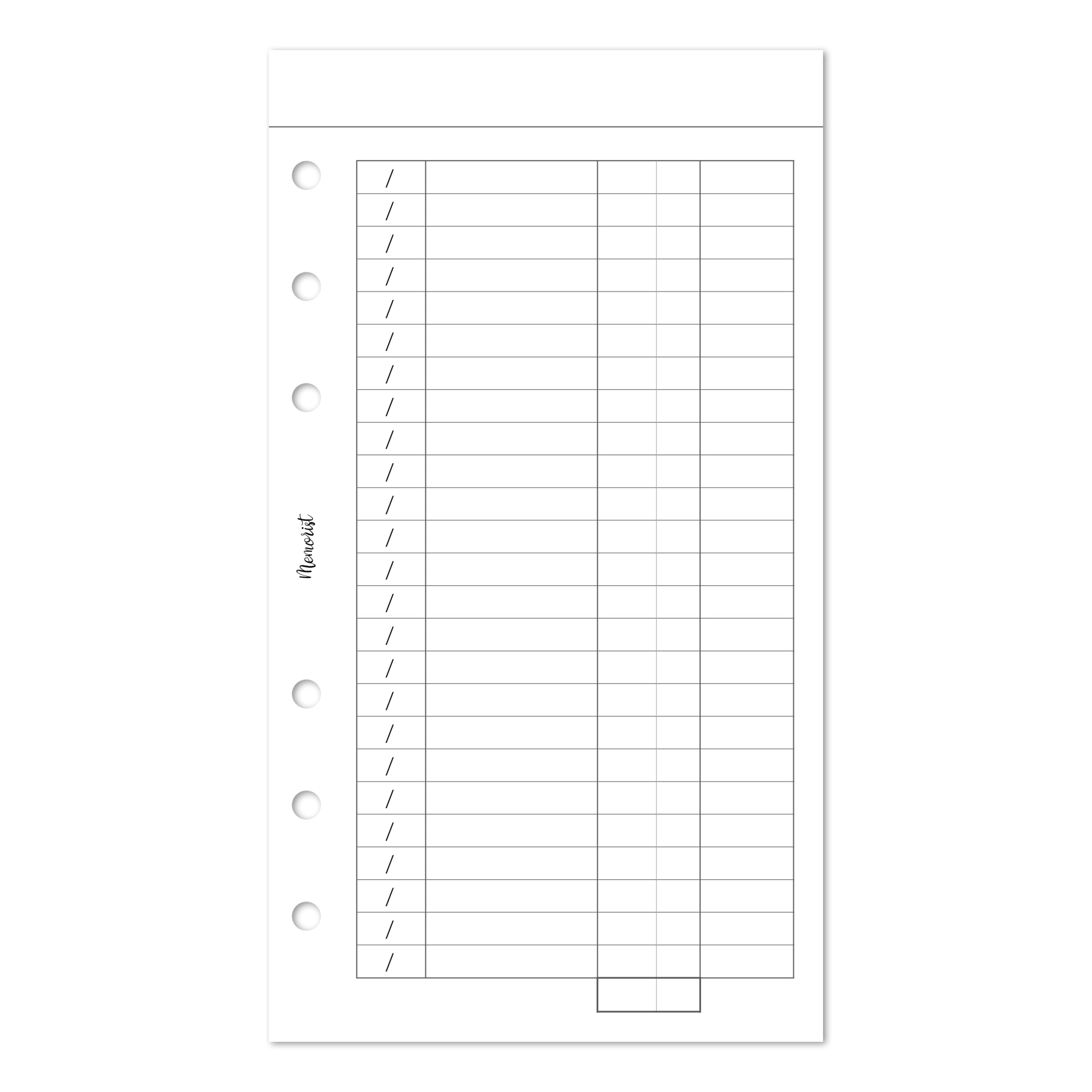 Expense List (Personal Size)