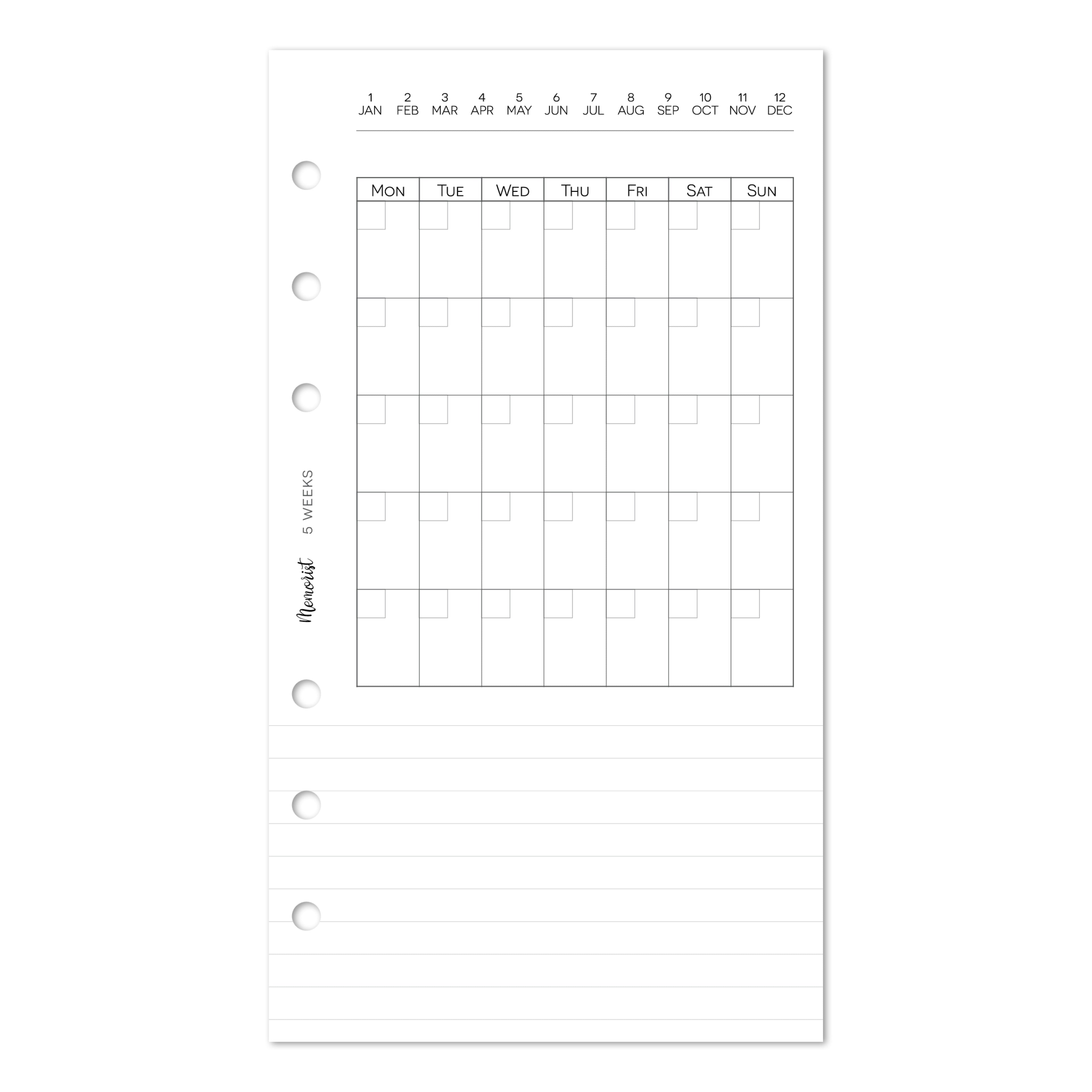 Mini Calendar (Personal Size)