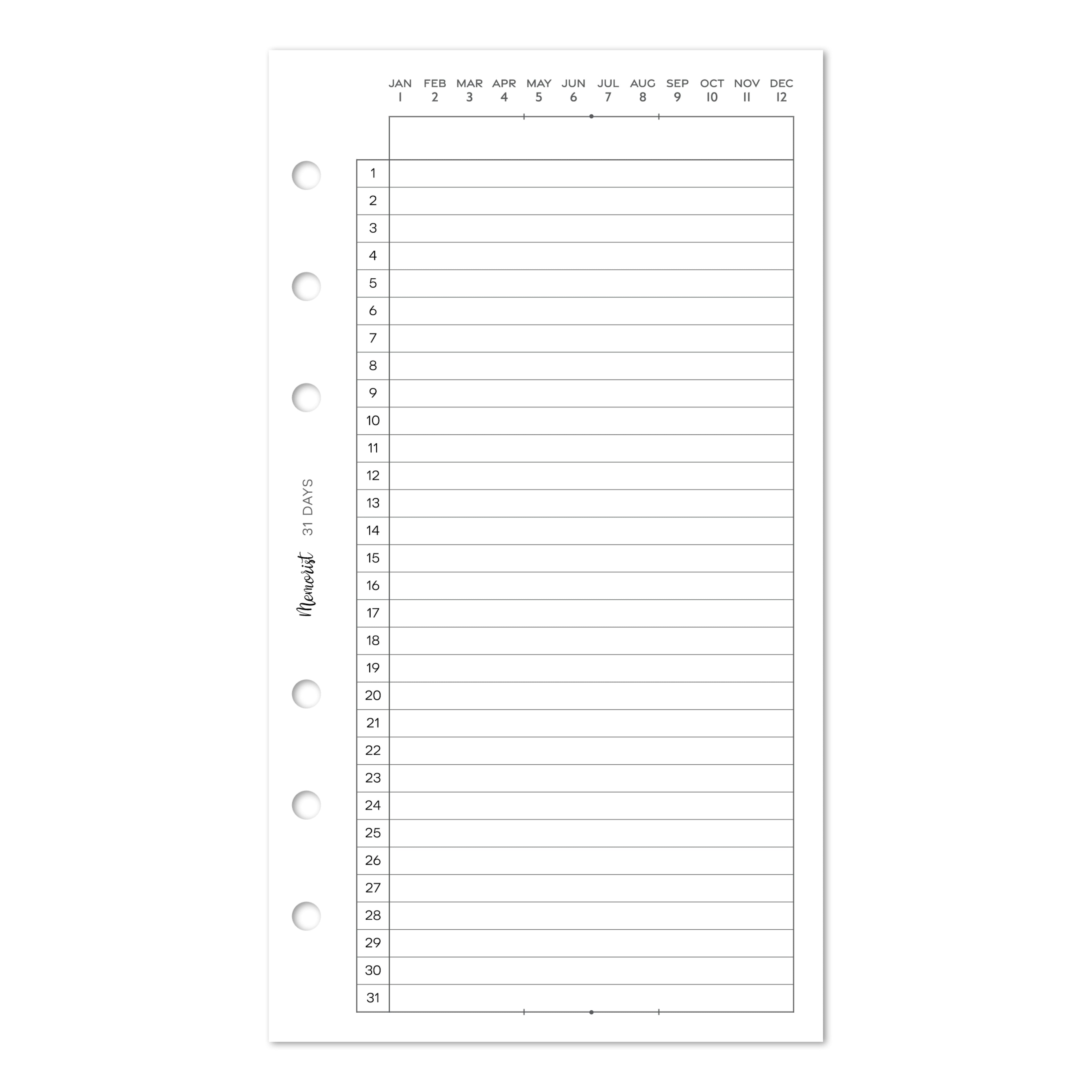 Vertical Monthly (Personal Size)