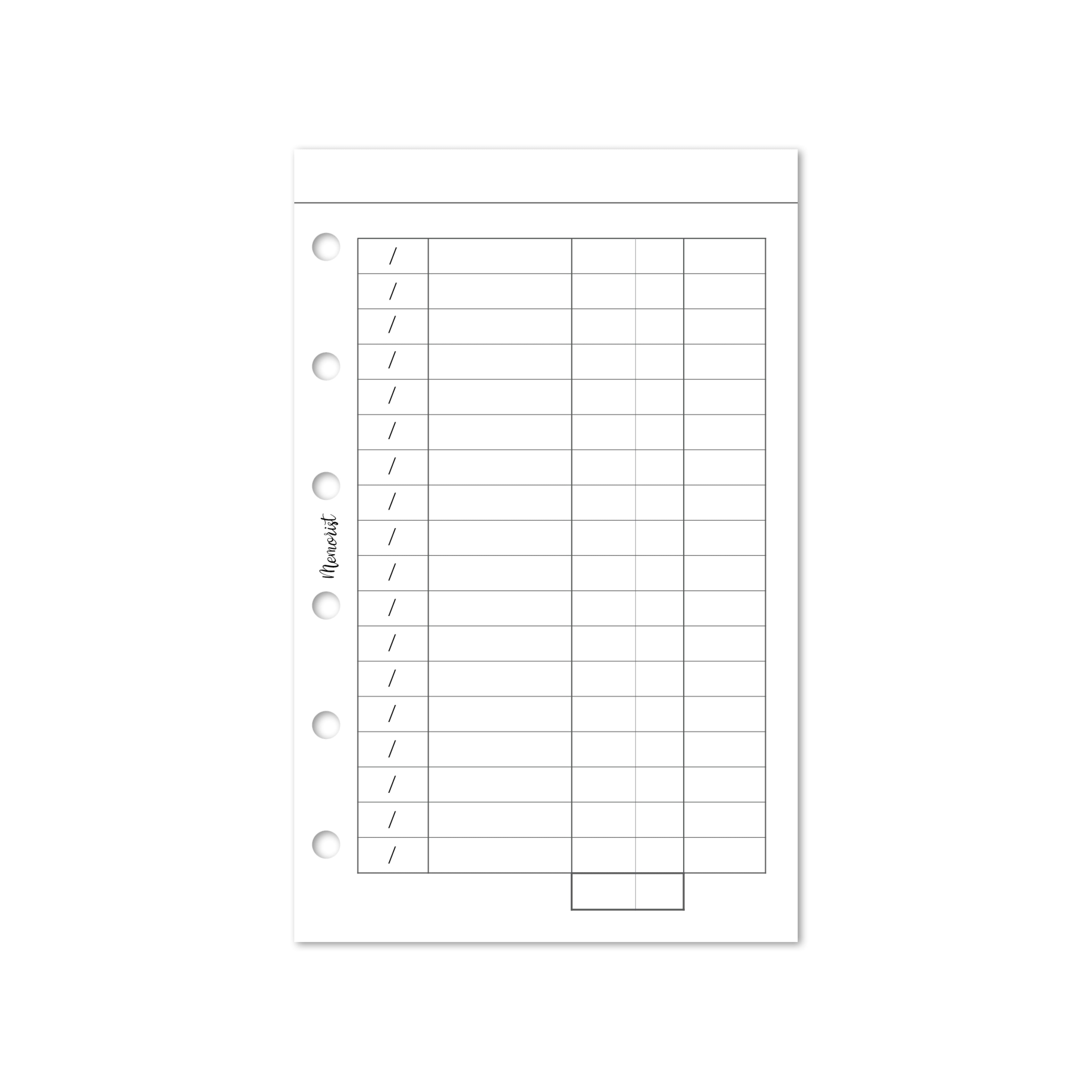 Expense List (Pocket Size)