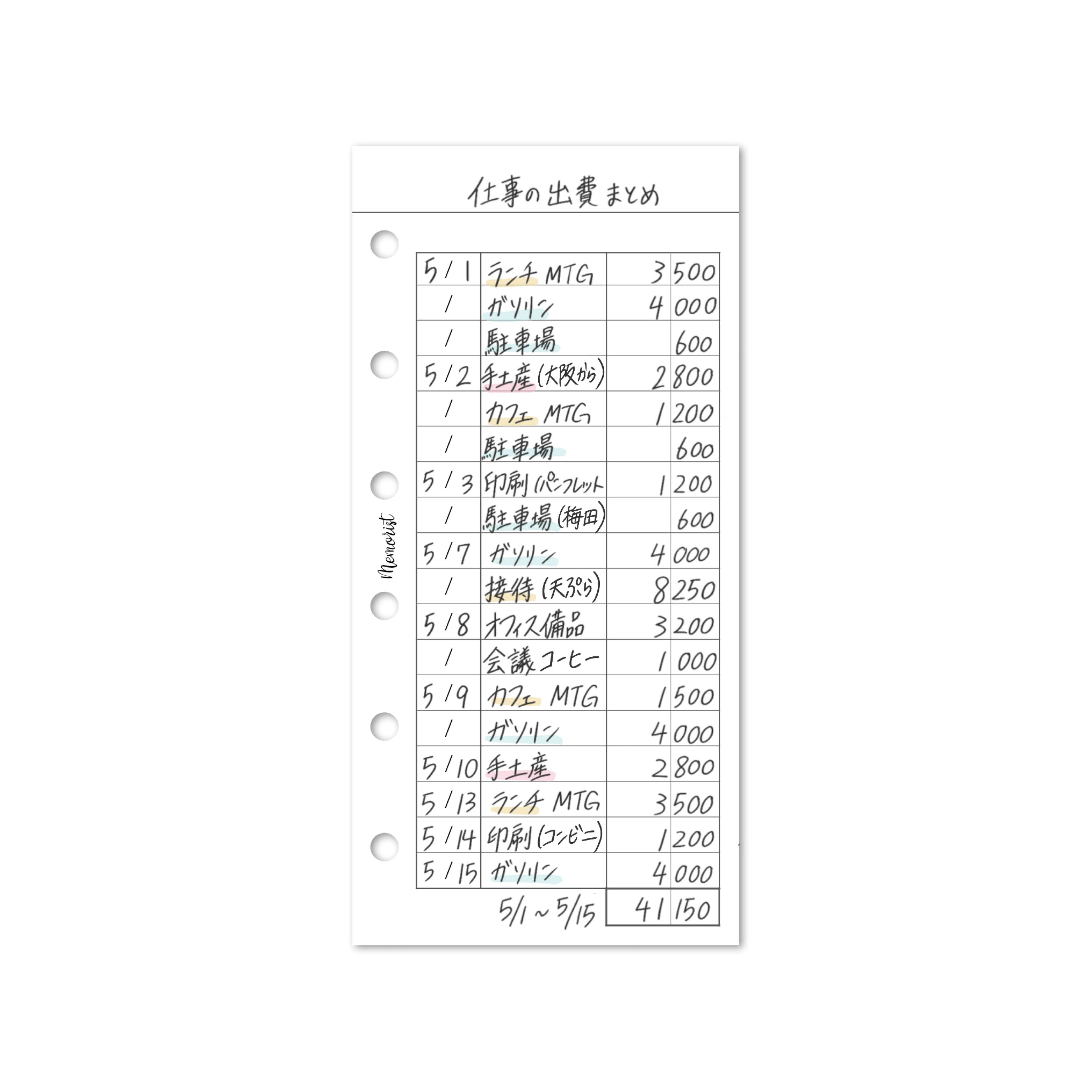 Expense List (Pocket Narrow Size)