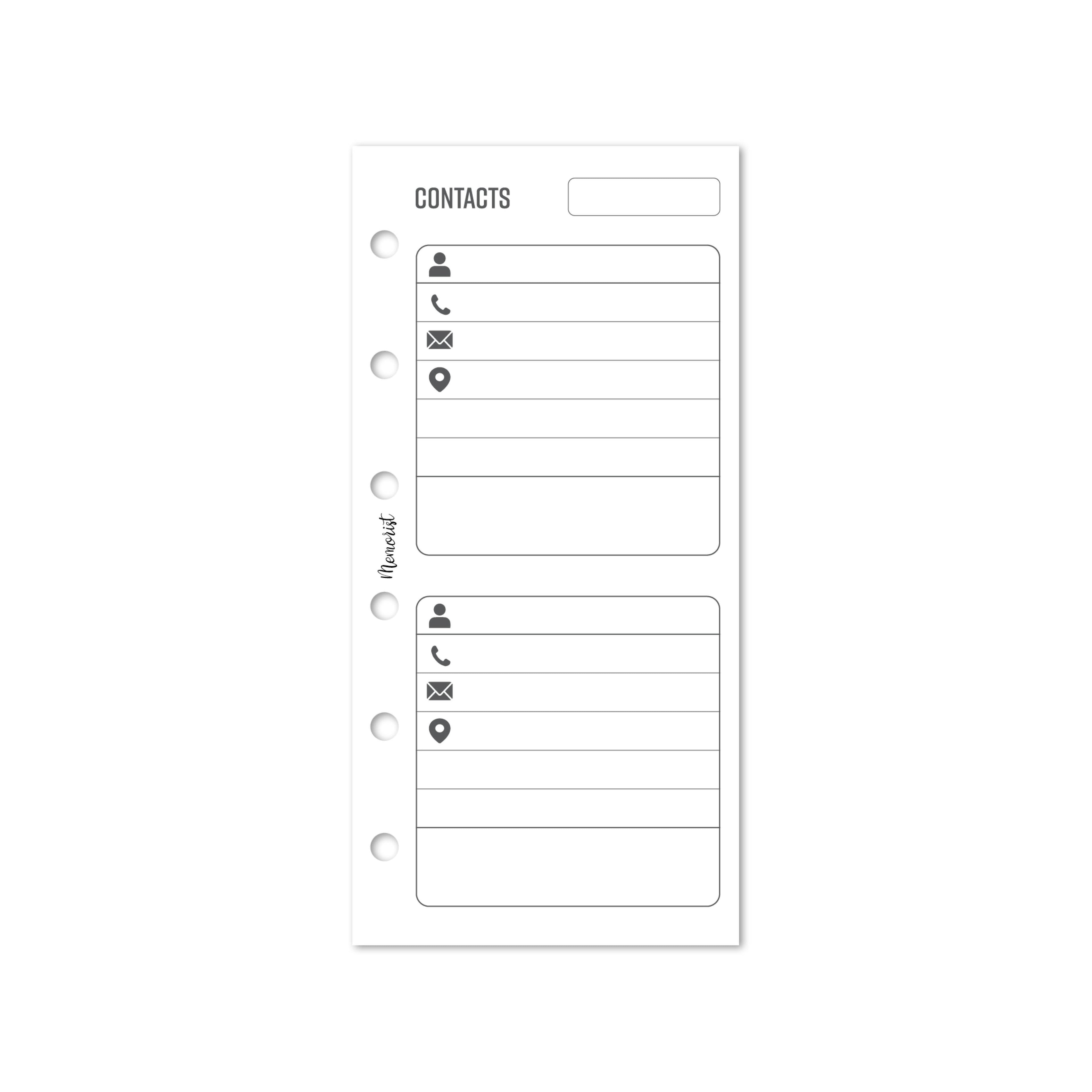 Contacts (Pocket Narrow Size)