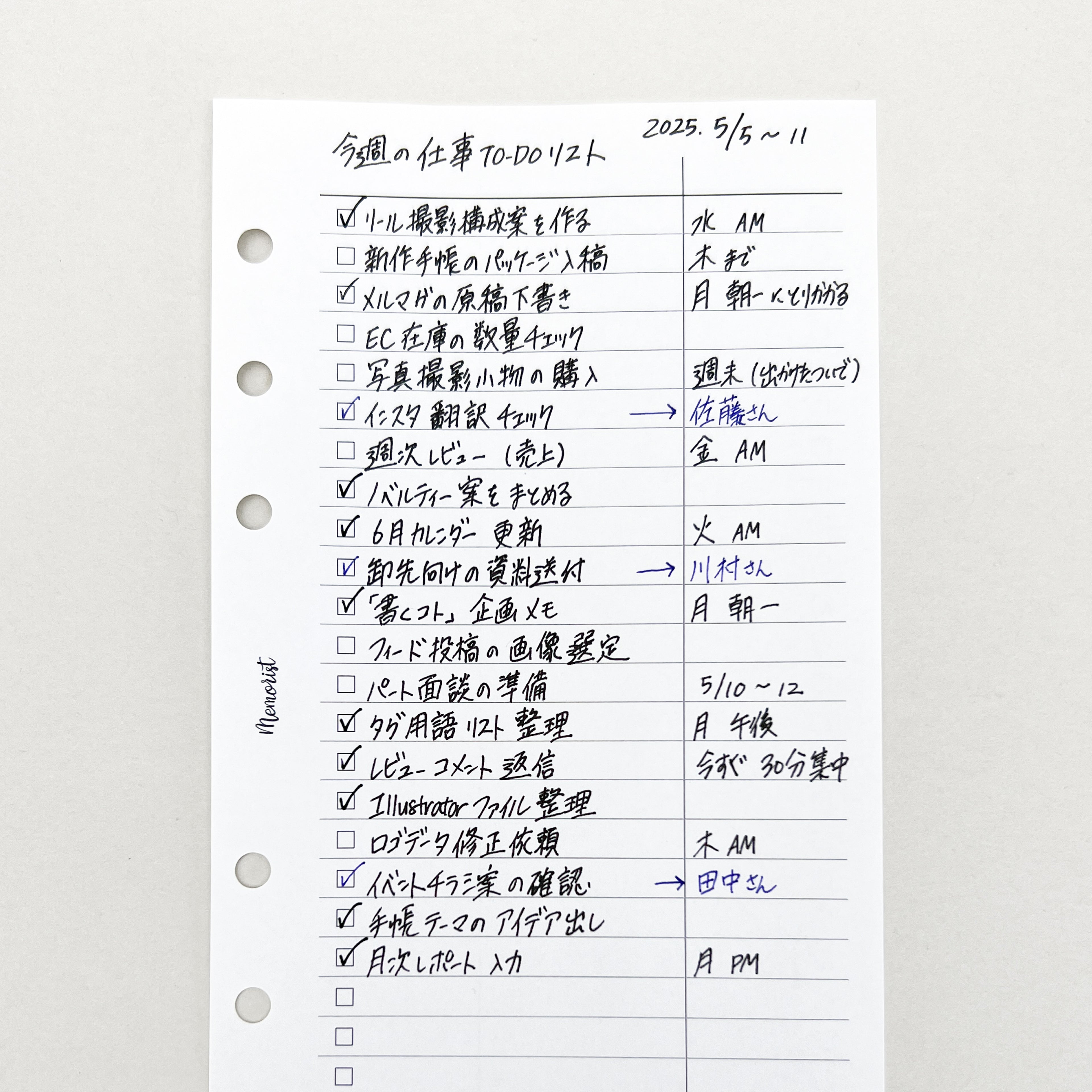 Check List (Personal Size)