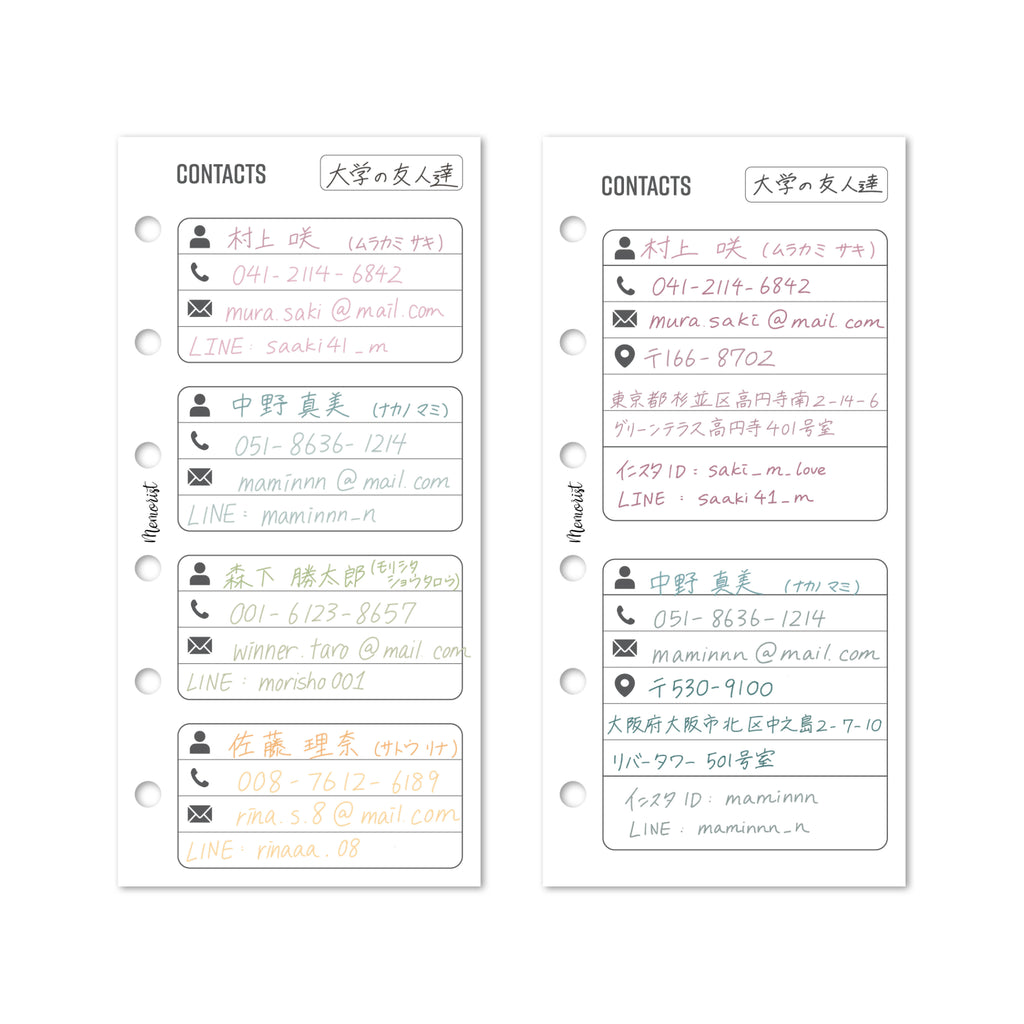 Contacts (Pocket Narrow Size)