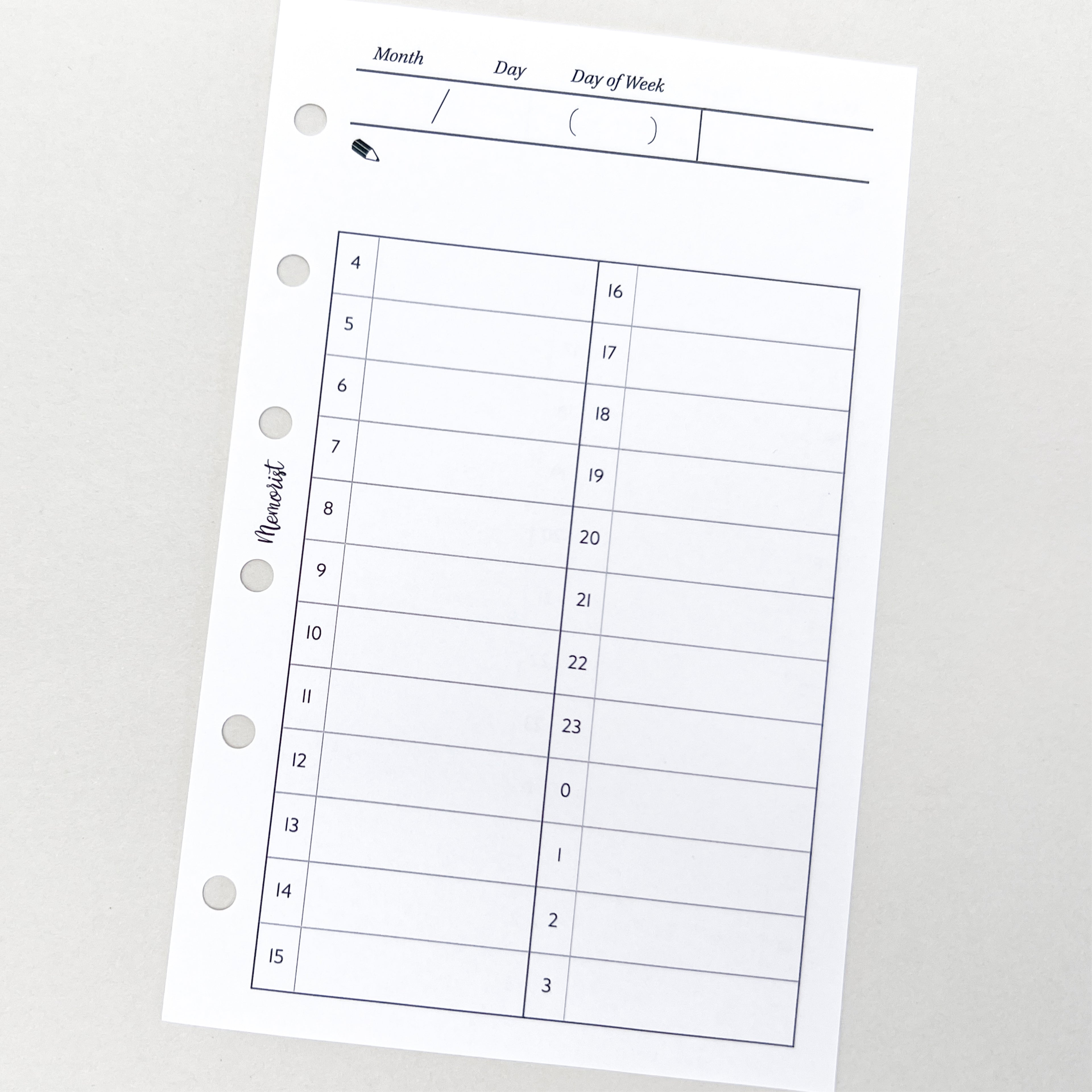 Daily Schedule (Pocket Size)
