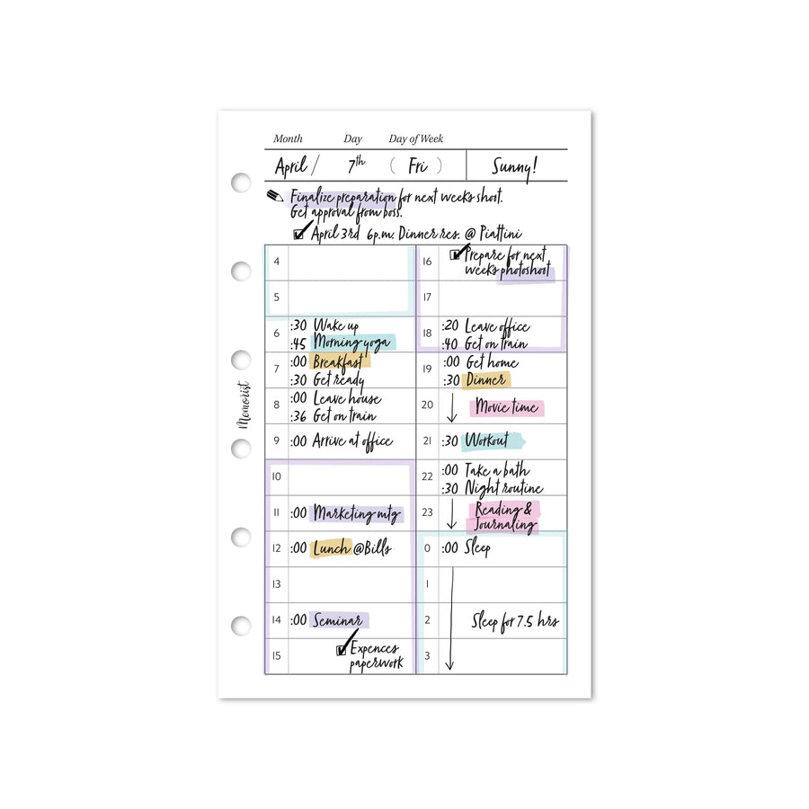 Daily Schedule Refill (Pocket Size Refill)