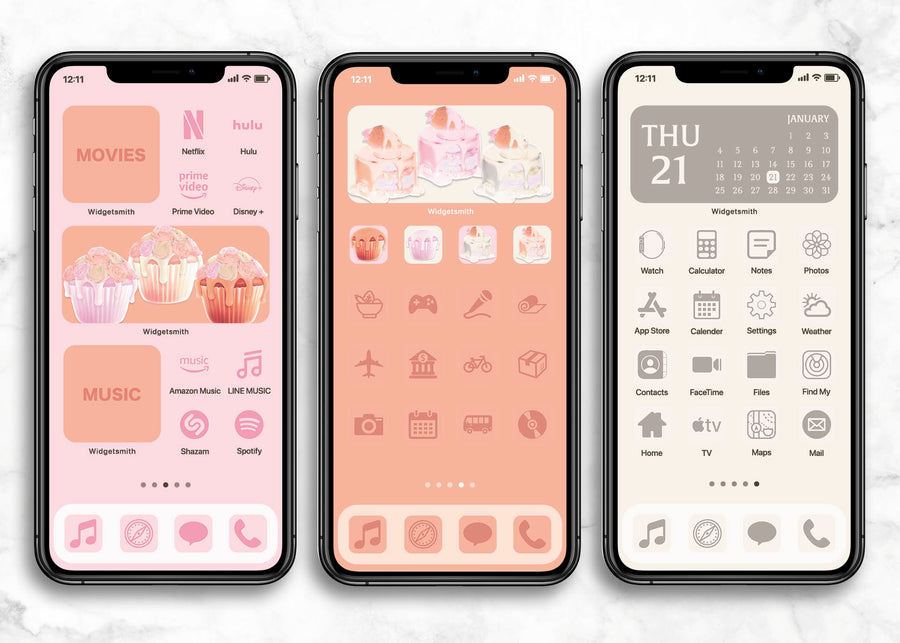 iOSアイコン ３色デザイン 「スイートカップケーキ」
