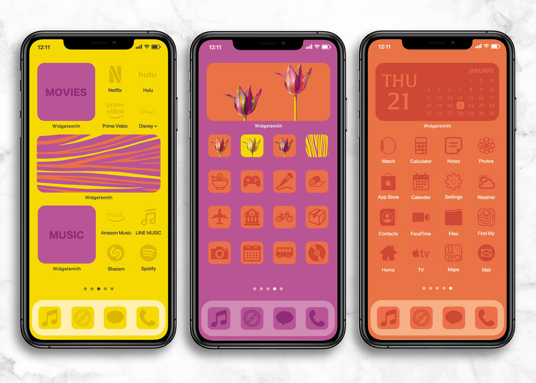 iOSアイコン ３色デザイン 「ネオンチューリップ」