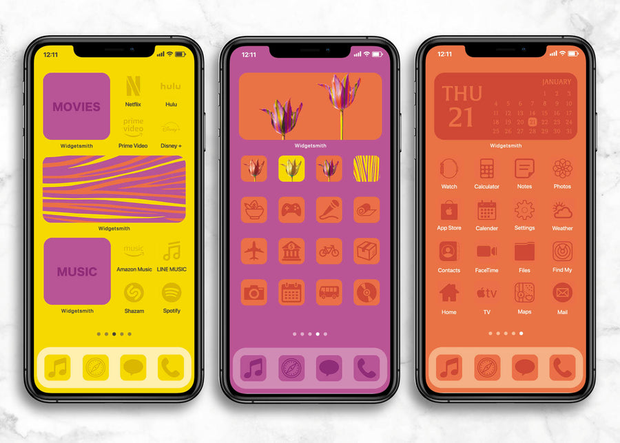 iOSアイコン ３色デザイン 「ネオンチューリップ」