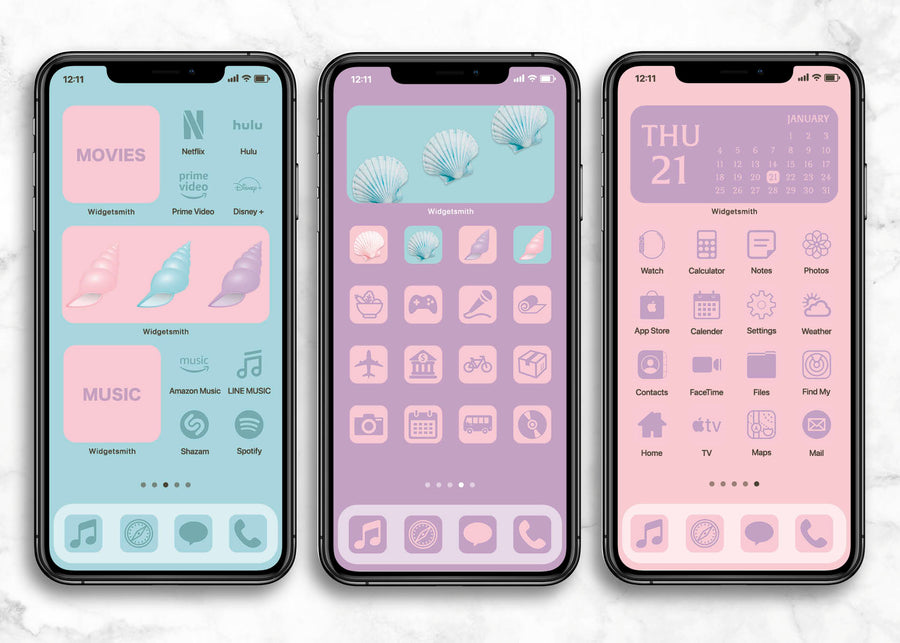 iOSアイコン ３色デザイン 「マーメイドシェル」